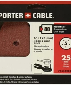 Buy 🛒 PORTER-CABLE 735500825 5-Inch 80 Grit Five-Hole Hook & Loop Sanding Discs (25-Pack) 🌟